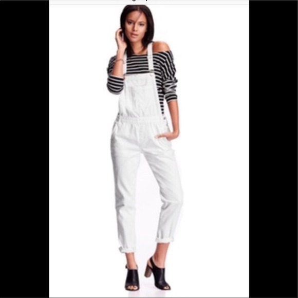 Old Navy Pants - Old Navy White Bib Denim Overalls